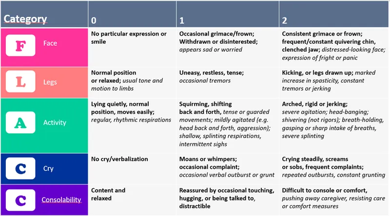 FLACC Pain Scale for Non-Verbal Patients