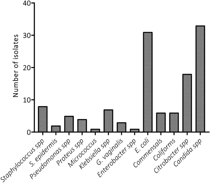 Microbial isolates in surgical sepsis