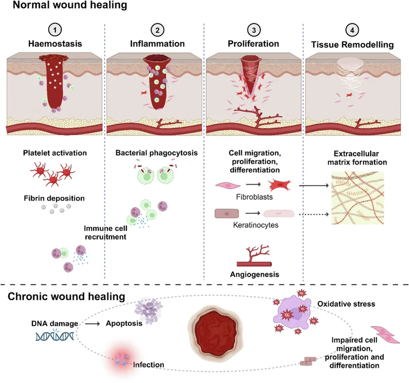 Normal vs. Chronic Wound Healing: Cellular & Molecular