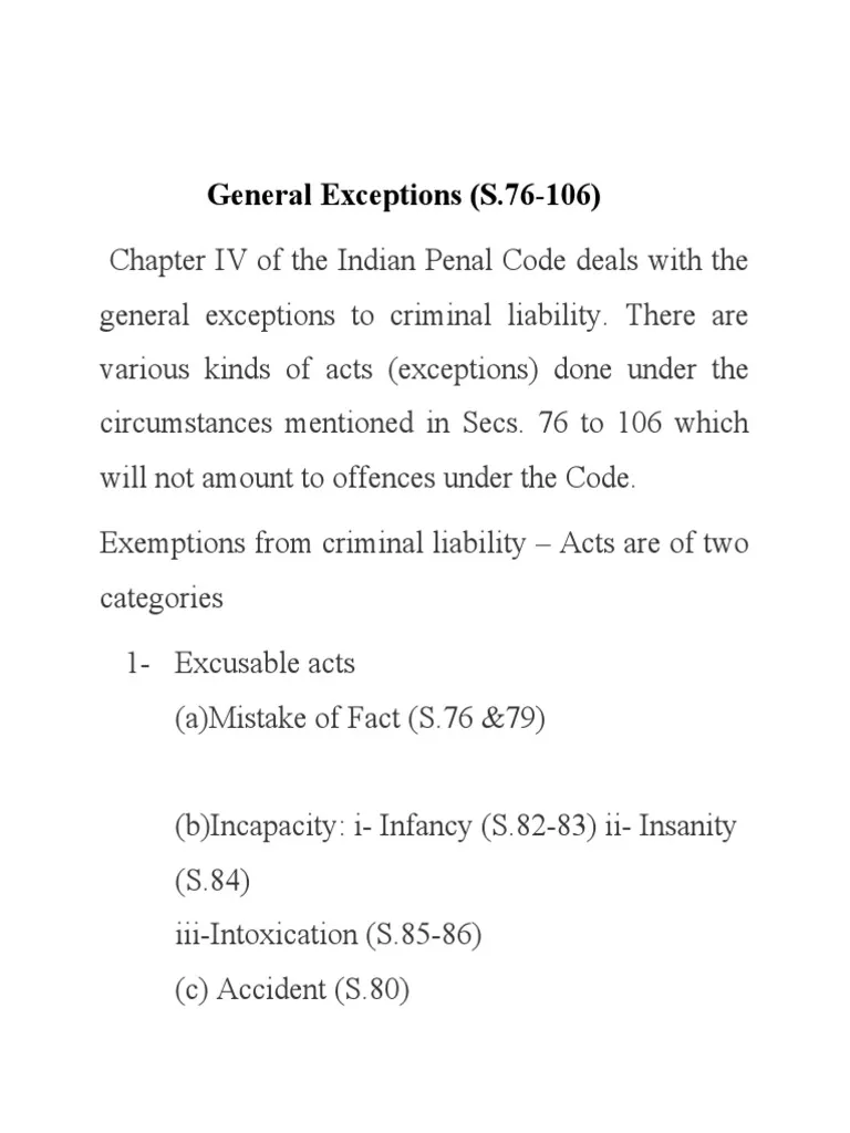 Indian Penal Code: Exceptions to Criminal Liability