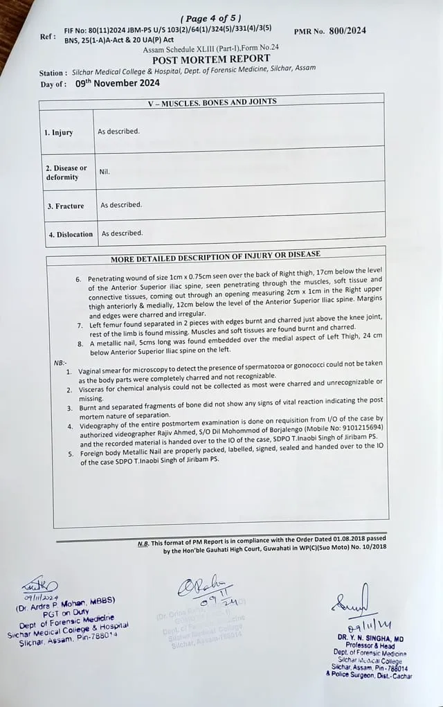 Forensic Post Mortem Report: Injury Documentation