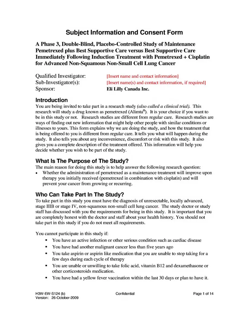 Clinical Trial Consent Form