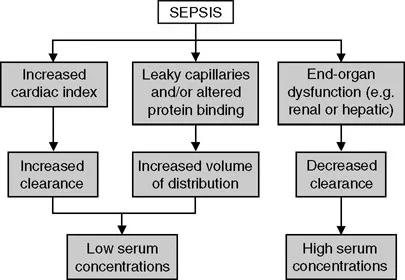 Pharmacokinetic changes in severe bacterial infections
