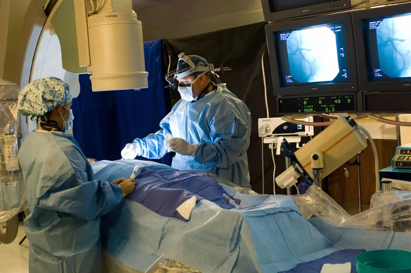 Cardiac catheterization lab during primary PCI procedure