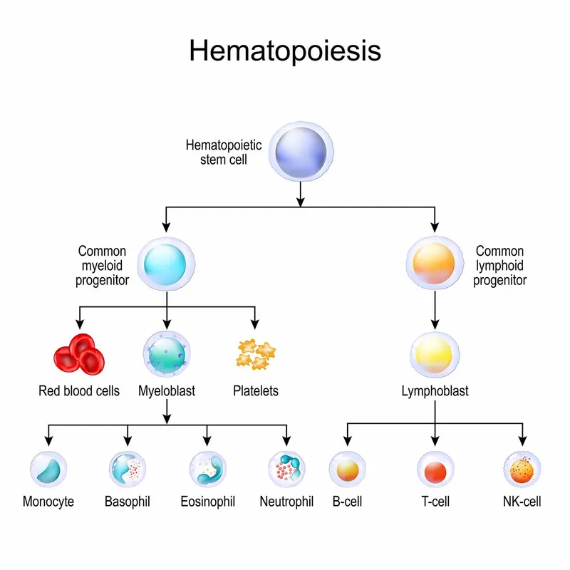 Hematopoietic stem cell differentiation pathway diagram