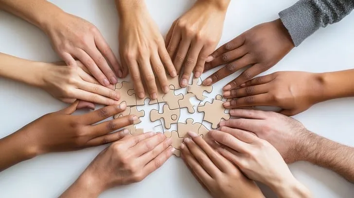 Medical team conducting multidisciplinary developmental assessment with various specialists