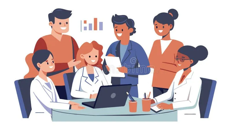 Interdisciplinary palliative care team meeting around conference table