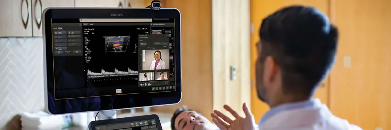 Telemedicine POCUS showing remote expert consultation and guidance