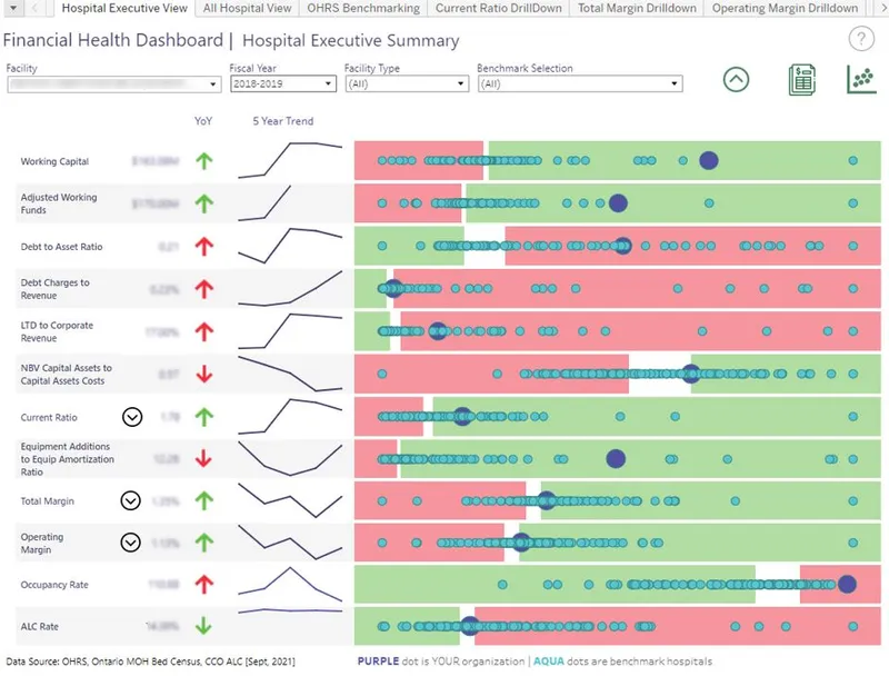 Healthcare economics dashboard showing cost-effectiveness analysis and resource allocation