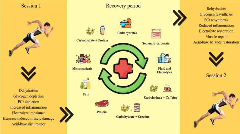 Sports nutrition timing chart showing pre during post exercise