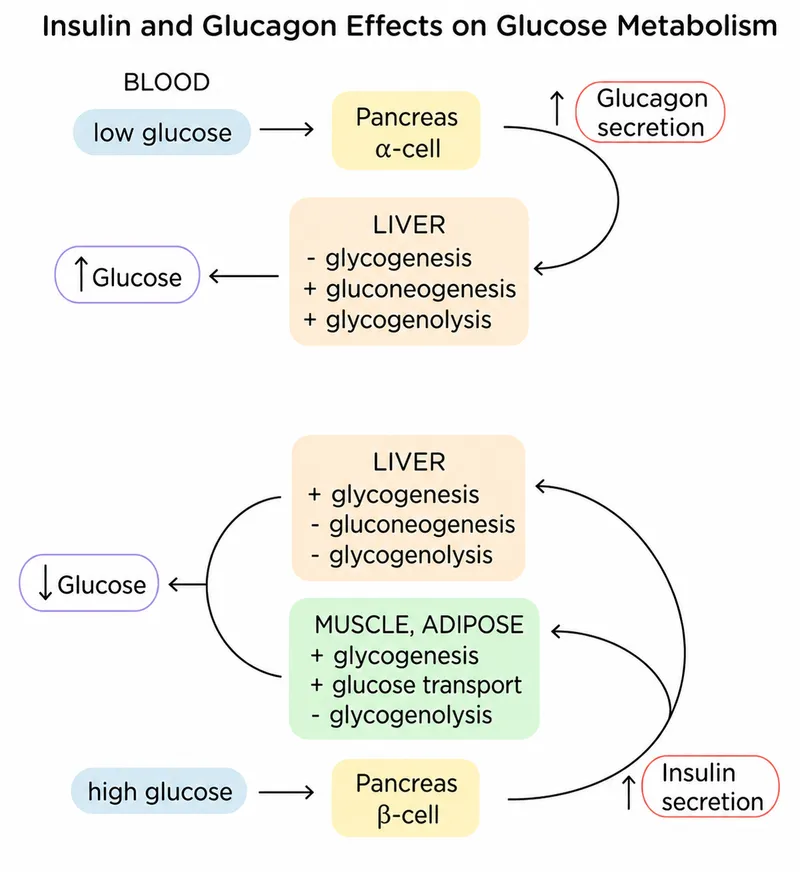 Insulin and Glucagon Effects on Glucose Metabolism