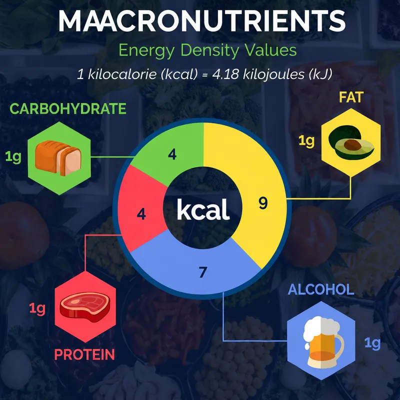 Energy density of macronutrients per gram