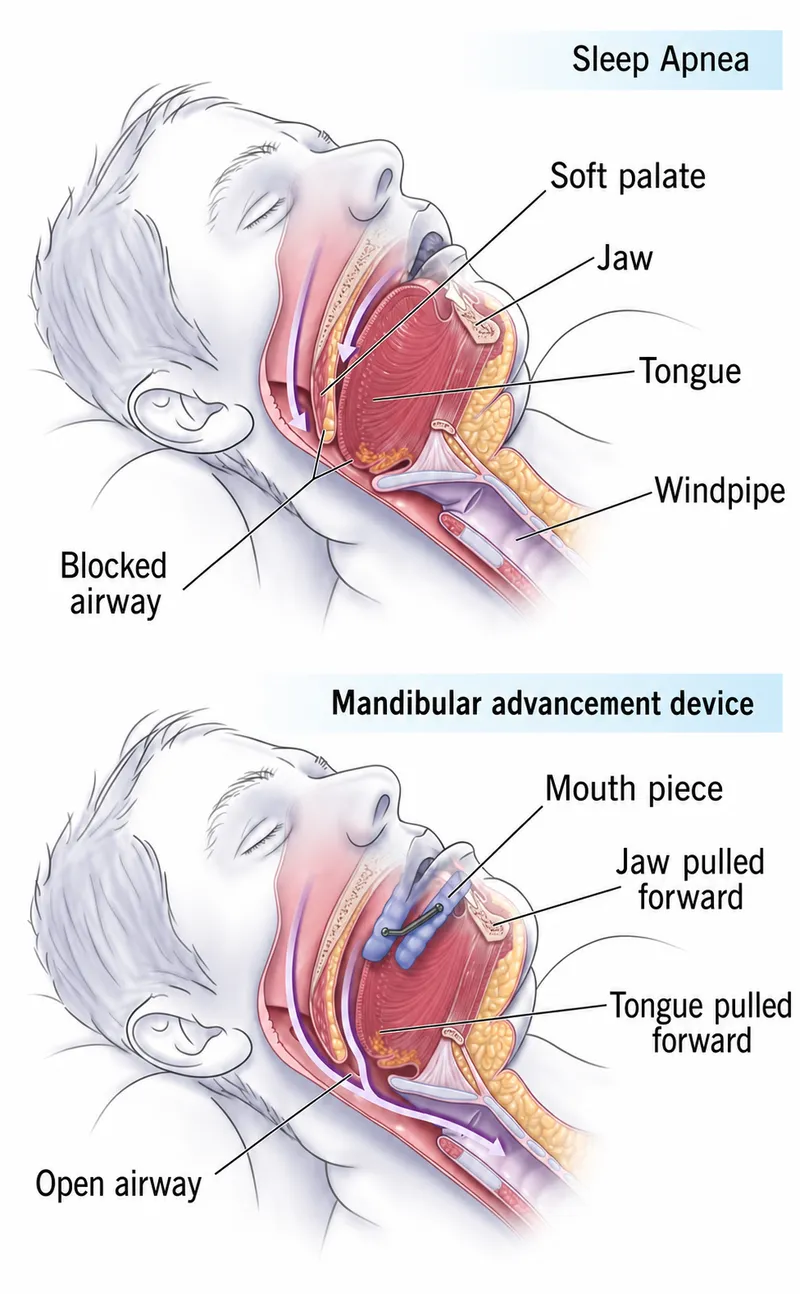 Oral appliance for sleep apnea mechanism