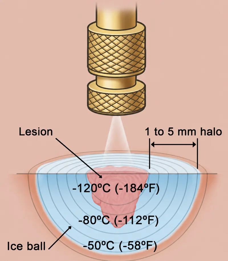 Cryotherapy ice ball formation with halo margin