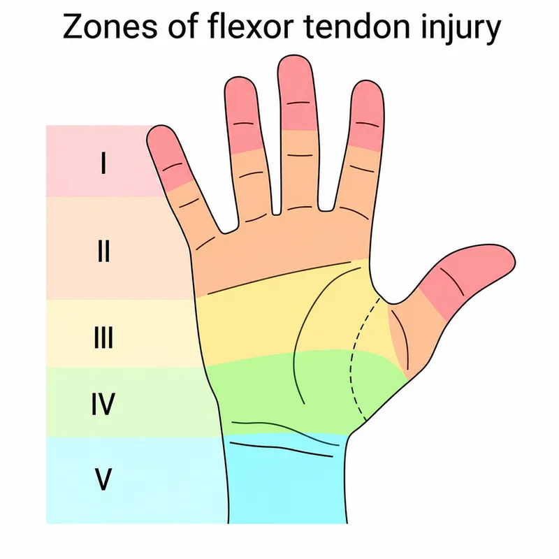 Verdan's flexor tendon zones of the hand