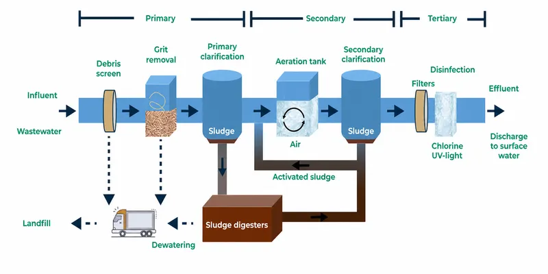 Wastewater Treatment Plant Stages Diagram
