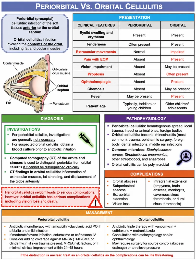 Periorbital vs. Orbital Cellulitis: Clinical Features