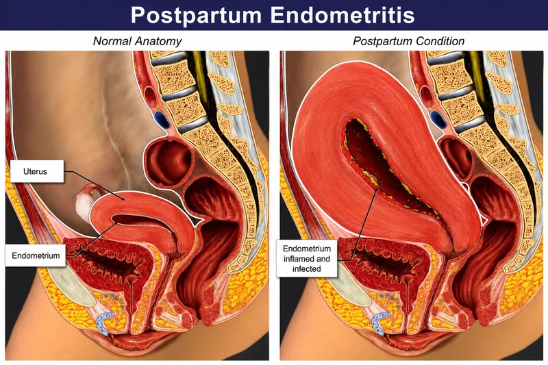 Illustration of postpartum endometritis