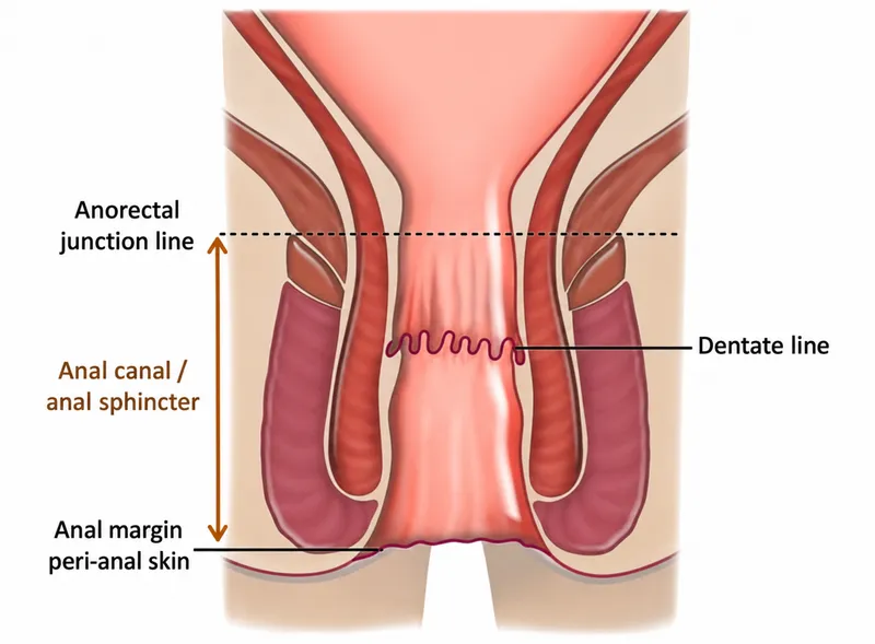 Anorectal anatomy: junction, canal, dentate line, margin