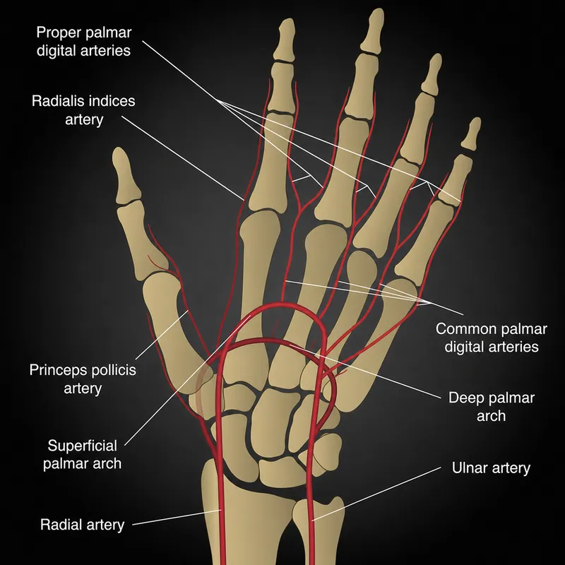 Palmar arterial arches diagram