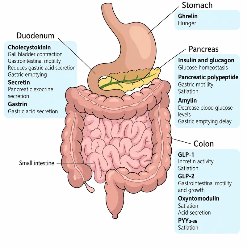 Gastrointestinal Hormones and Their Functions