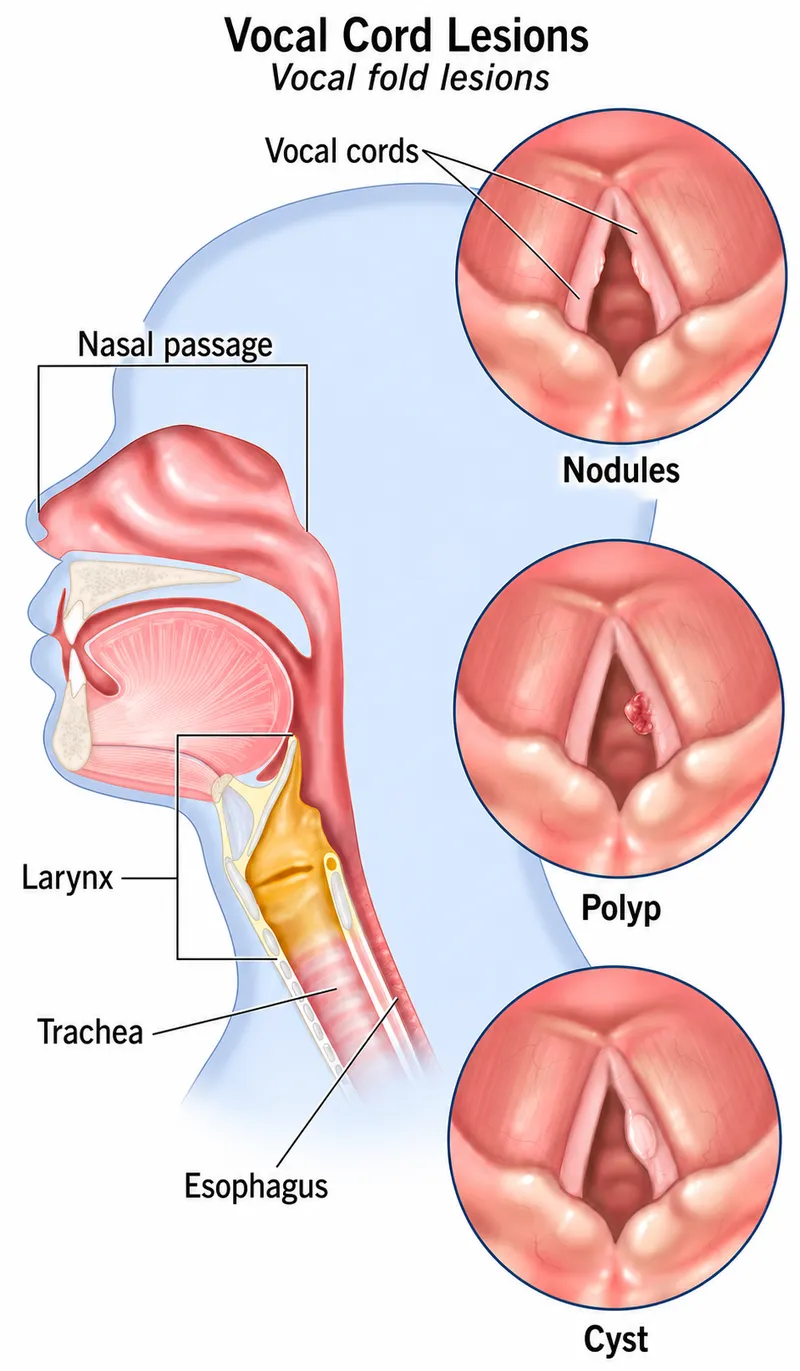 Vocal cord lesions: nodules, polyp, and cyst