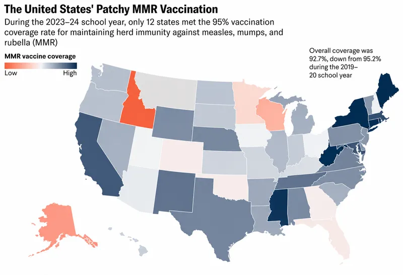 US MMR vaccination coverage by state, 2023-24