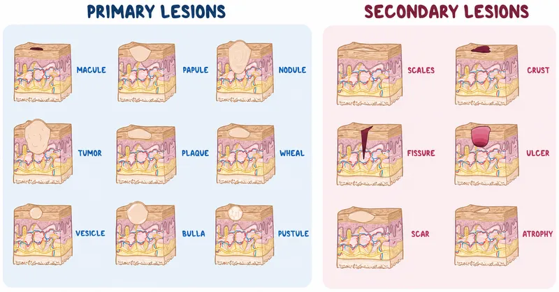 Primary and Secondary Skin Lesions Diagram
