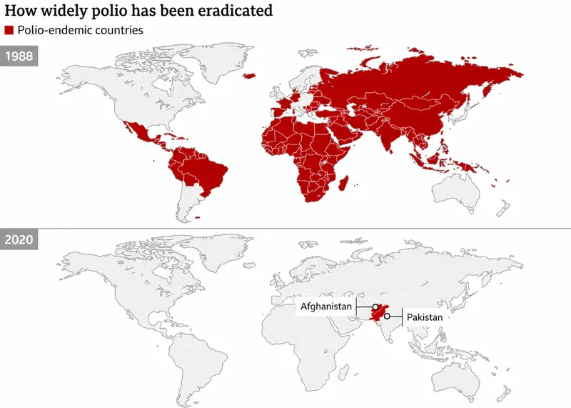 Global Polio Eradication Progress: 1988 vs. 2020