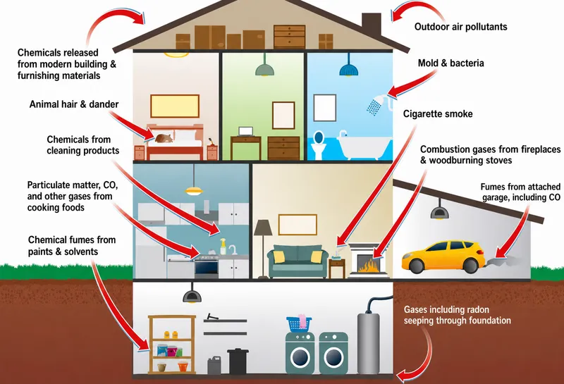 Sources of Indoor Air Pollutants in a Home
