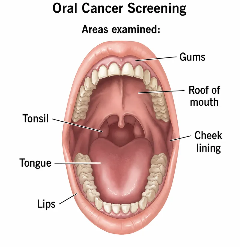 Oral Cancer Screening: Areas Examined