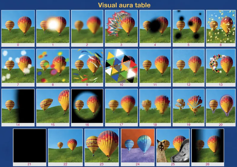 Visual aura symptoms table
