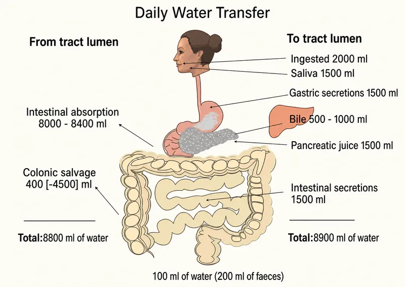 Daily Water Transfer in the GI Tract