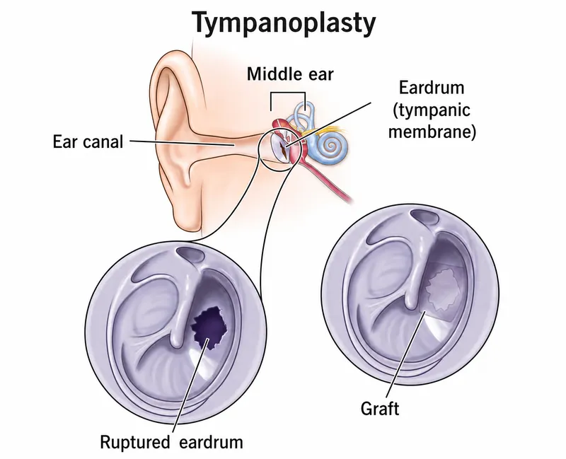 Tympanoplasty: Ruptured Eardrum and Graft Repair