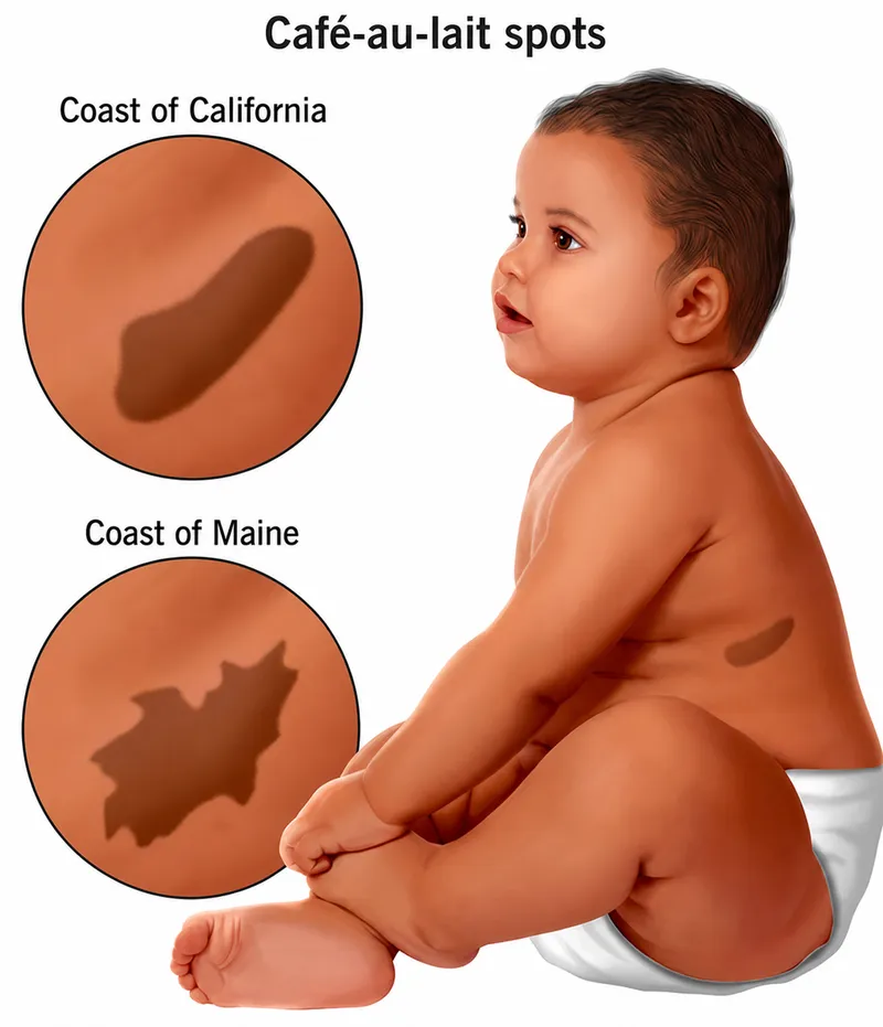 Cafe-au-lait spots: Coast of California vs Maine