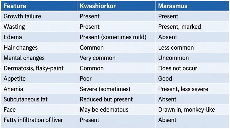 Kwashiorkor and Marasmus Comparison