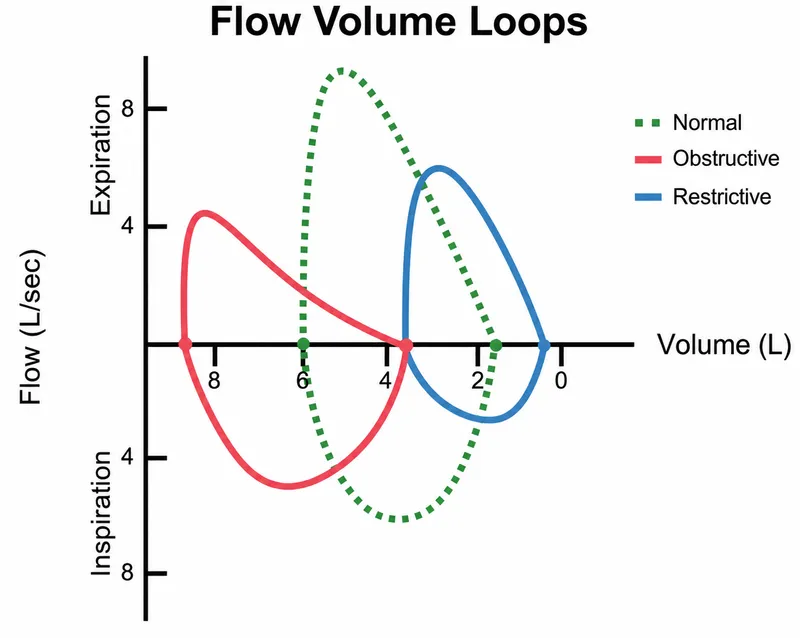 Flow-volume loops: normal, obstructive, and restrictive