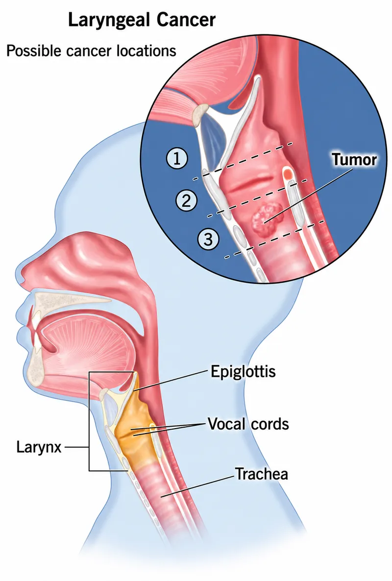Laryngeal Cancer Locations and Glottic Tumor