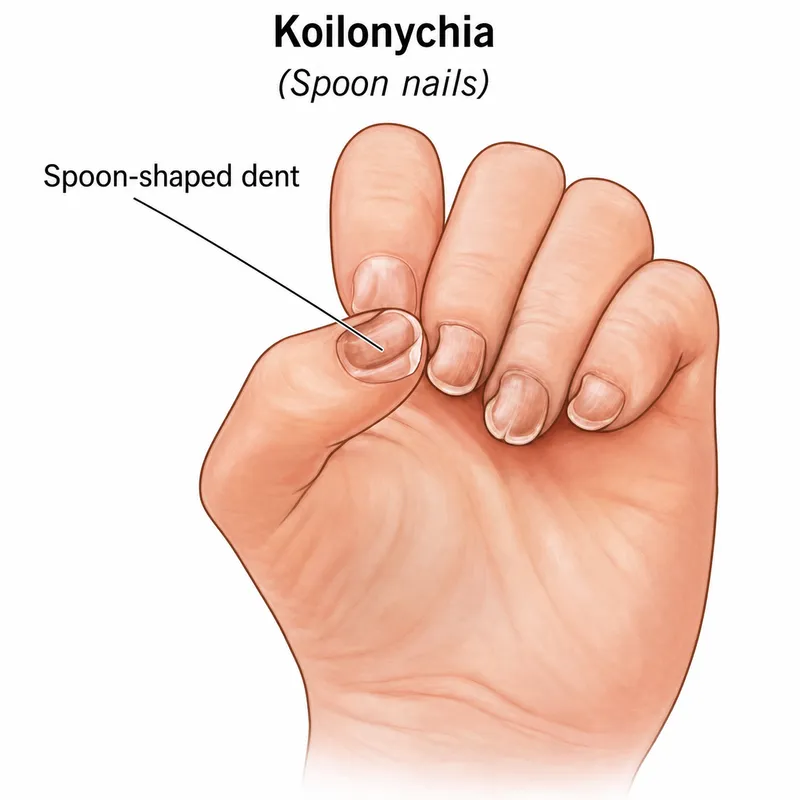 Koilonychia (Spoon Nails) in Iron Deficiency Anemia
