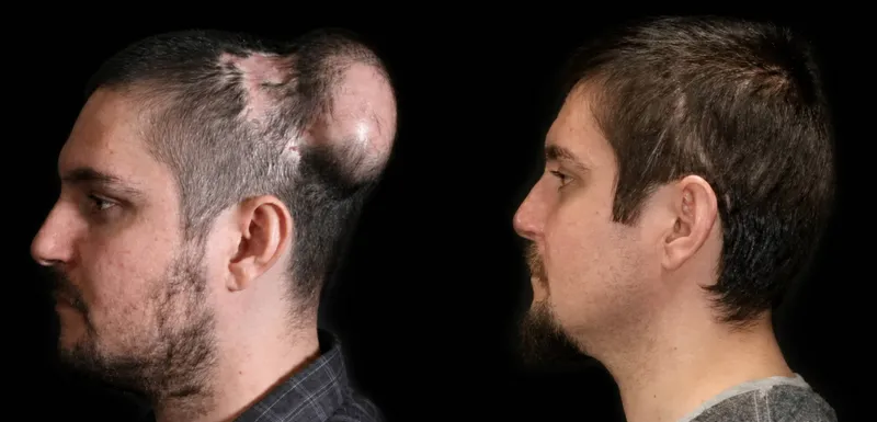 Scalp tissue expansion for alopecia reconstruction