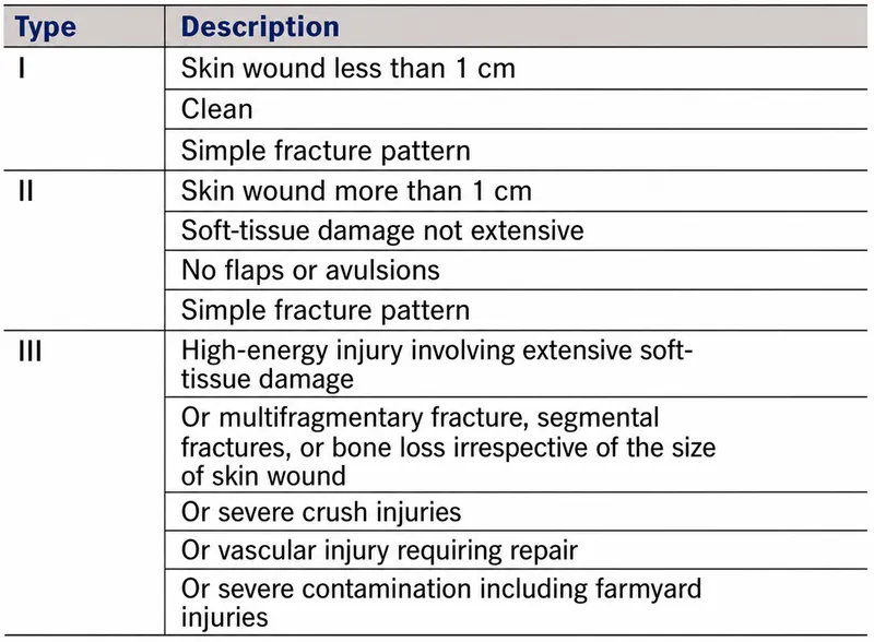 Gustilo-Anderson Classification of Open Fractures