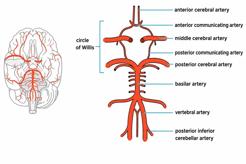 Circle of Willis diagram with labeled arteries