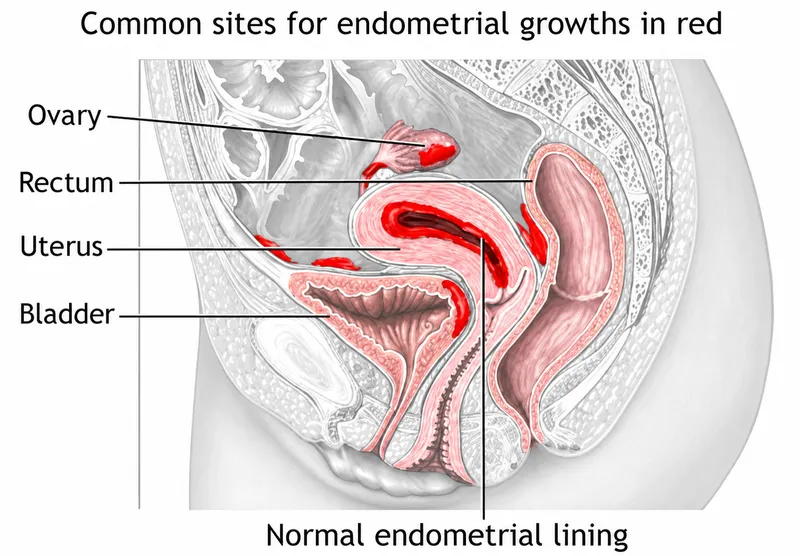 Common sites of endometriosis