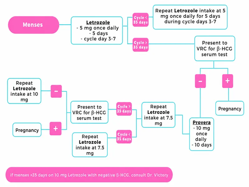 Diagram showing ovulation induction protocol timeline with medication timing and monitoring