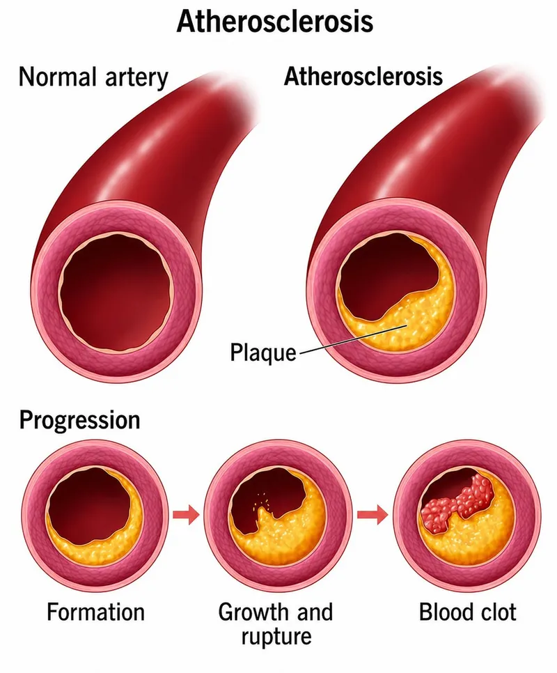 Atherosclerosis progression to blood clot formation