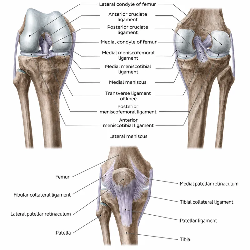 Knee Ligaments: Anterior, Posterior, and Patellar Views