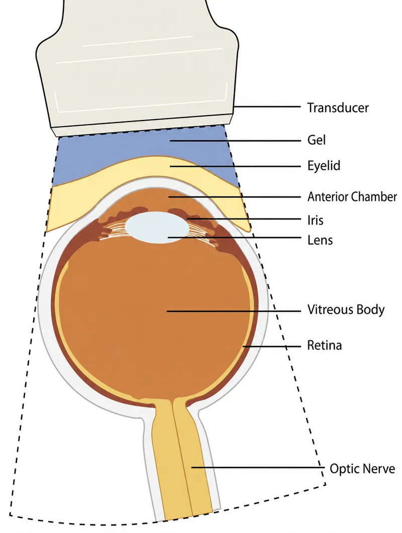 Ocular Ultrasound: Normal Anatomy Labeled Diagram