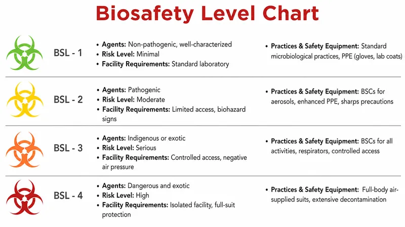 Biosafety Level Chart BSL-1 to BSL-4