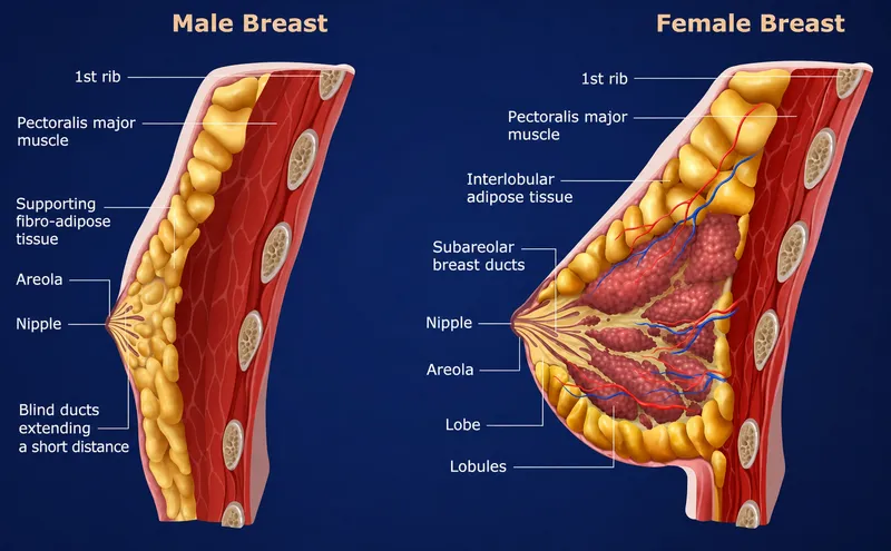 Male vs Female Breast Anatomy Diagram