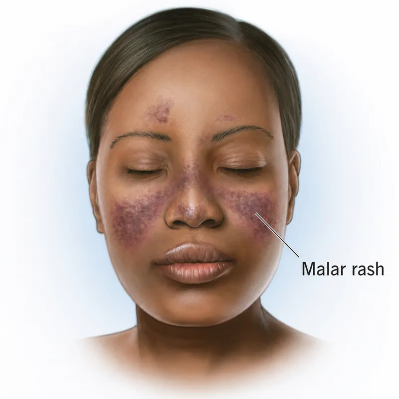 Malar rash in systemic lupus erythematosus